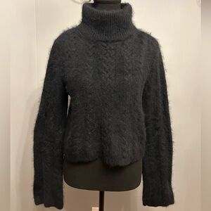 PARASUCO Angora Blend Black Cropped Cable Knit Sweater, size S